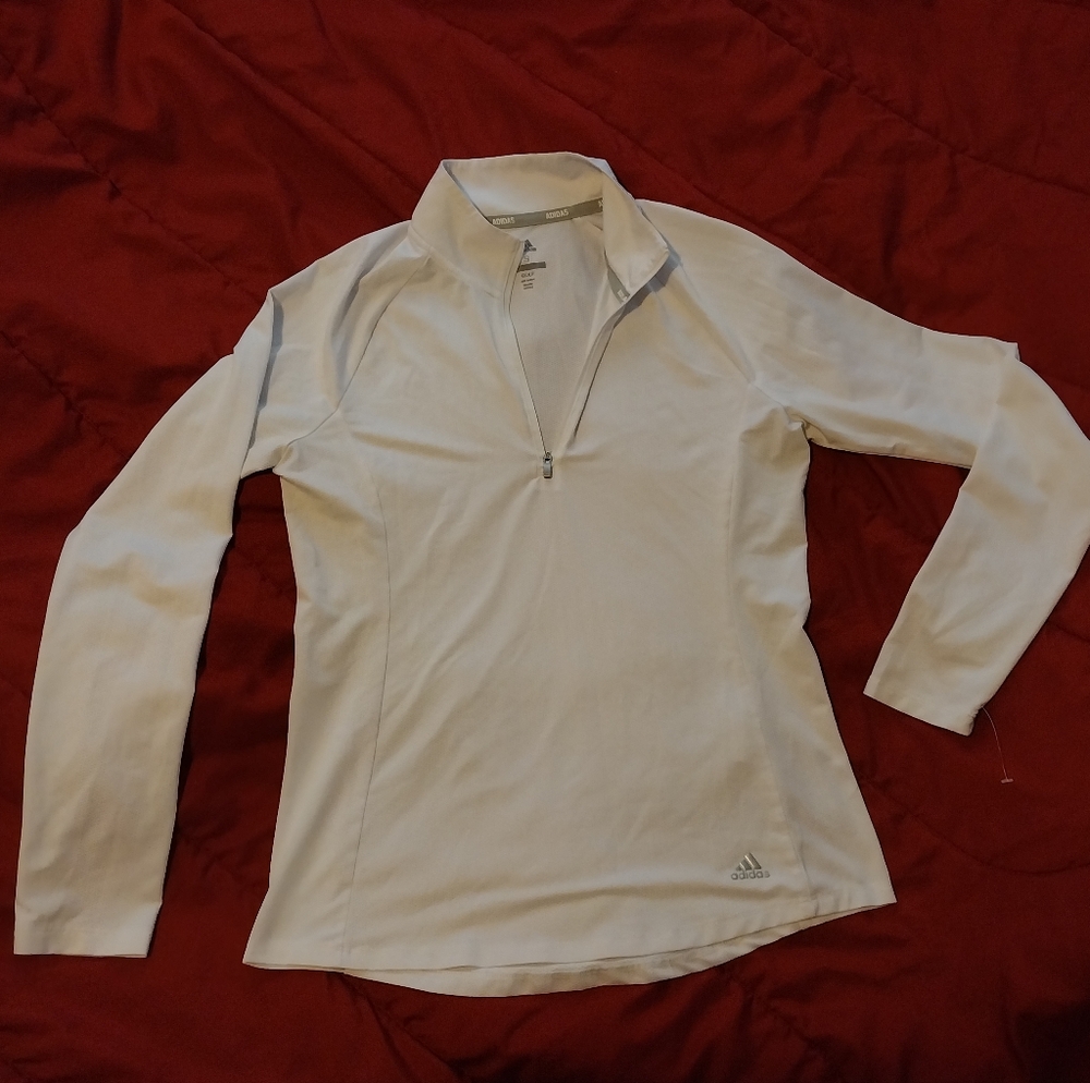 Reebok Gray and Adidas White Quarter-Zip Pullover sz S - Picture 12 of 14